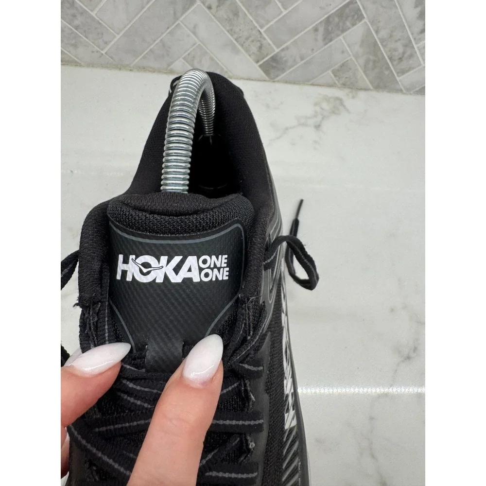 Hoka One One Bondi 7 Running Shoes Womens Size 8 Black White Lace Up Athletic